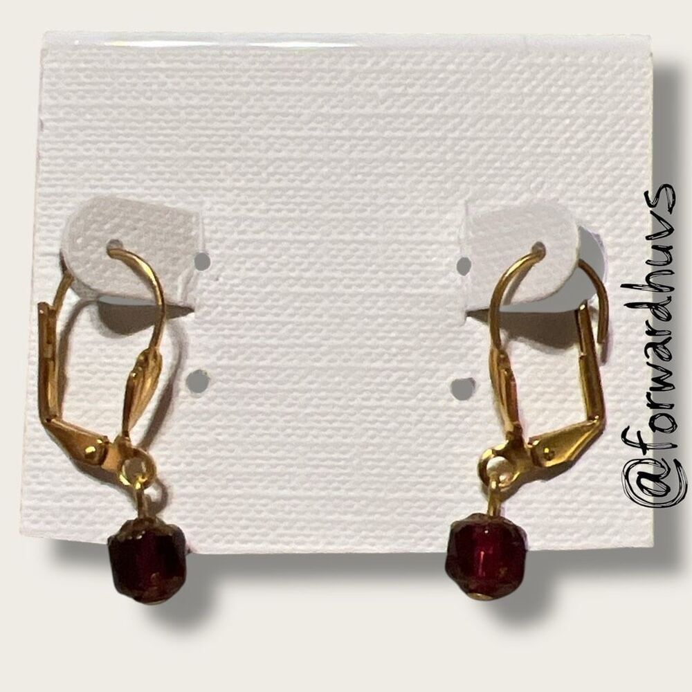 Bundle Sale 3 for $15 | Leverback Earrings with Deep Red Faceted Beads